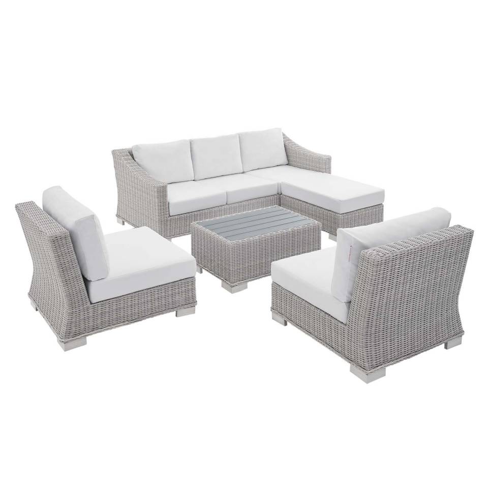 Modway Conway Sunbrella® Outdoor Patio Wicker Rattan 5-Piece Furniture Set - EEI-4361 | Outdoor Sofas, Loveseats & Sectionals | Modishstore - 15