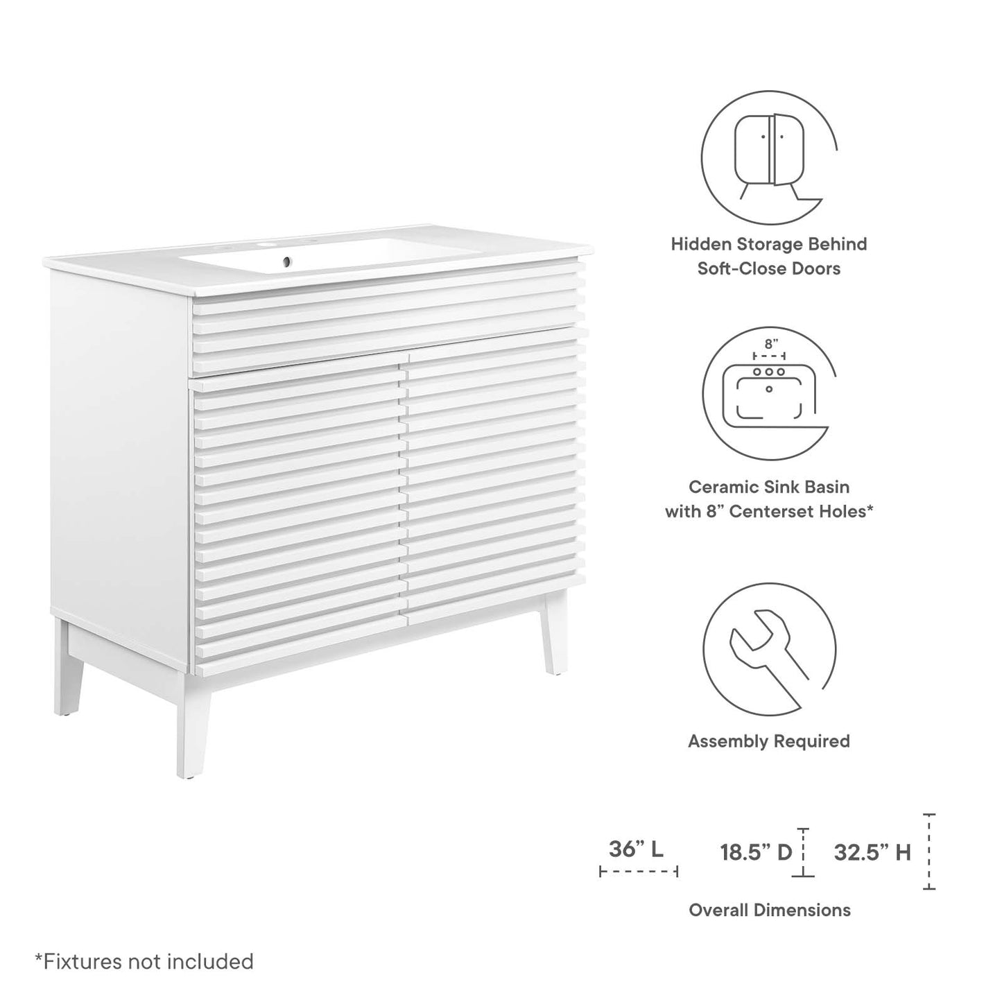 Modway Render 36" Bathroom Vanity - EEI-4437 | Bathroom Accessories | Modishstore - 49