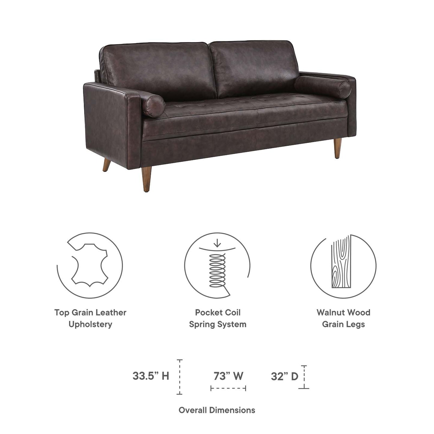 Valour Leather Sofa By Modway - EEI-4633 | Sofas | Modishstore - 23
