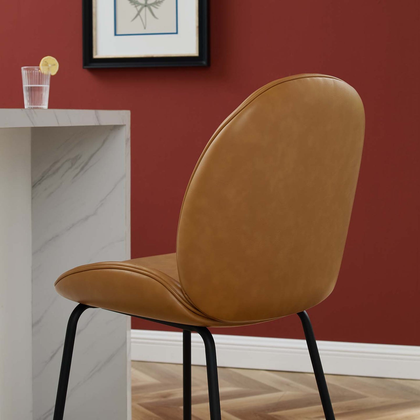 Scoop Black Powder Coated Steel Leg Vegan Leather Counter Stool By Modway - EEI-4638 | Counter Stools | Modishstore - 6