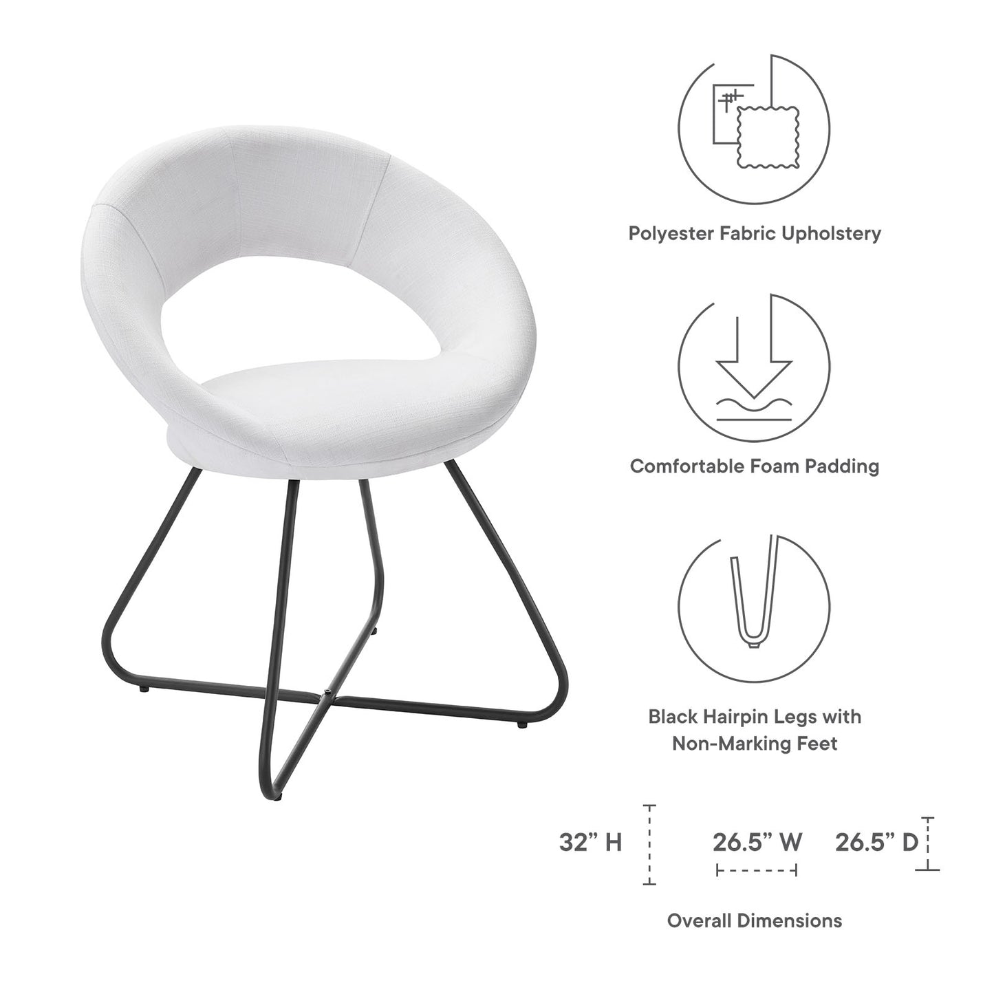 Modway Nouvelle Upholstered Fabric Dining Chair Set of 2 - EEI-4683 | Dining Chairs | Modishstore - 24