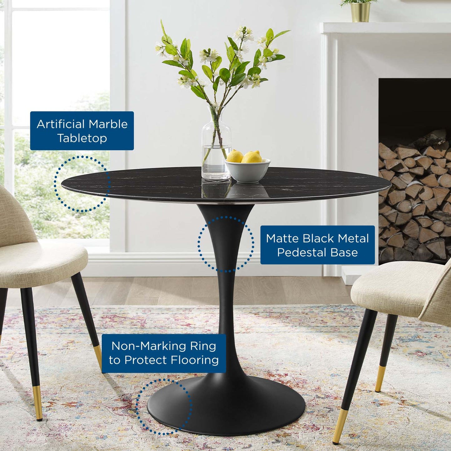 Lippa 42" Artificial Marble Dining Table By Modway - EEI-4869 | Dining Tables | Modishstore - 5
