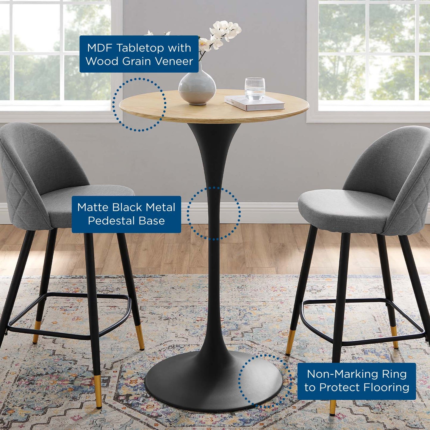 Lippa 28" Wood Bar Table By Modway - EEI-4890 | Bar Tables | Modishstore - 10