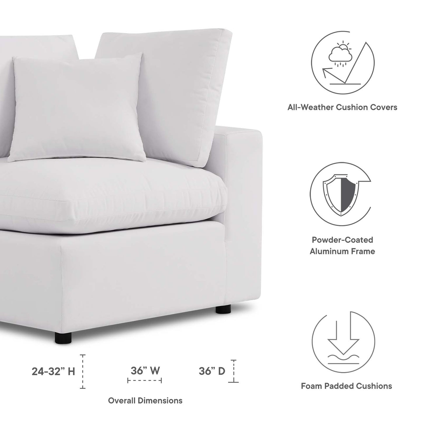 Modway Commix Overstuffed Outdoor Patio Corner Chair - EEI-4904 | Outdoor Sofas, Loveseats & Sectionals | Modishstore - 18