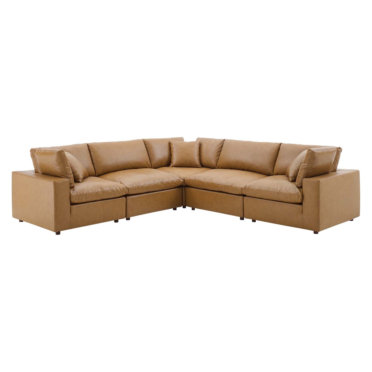 Modway Commix Down Filled Overstuffed Vegan Leather 5-Piece Sectional Sofa | Sofas | Modishstore-10