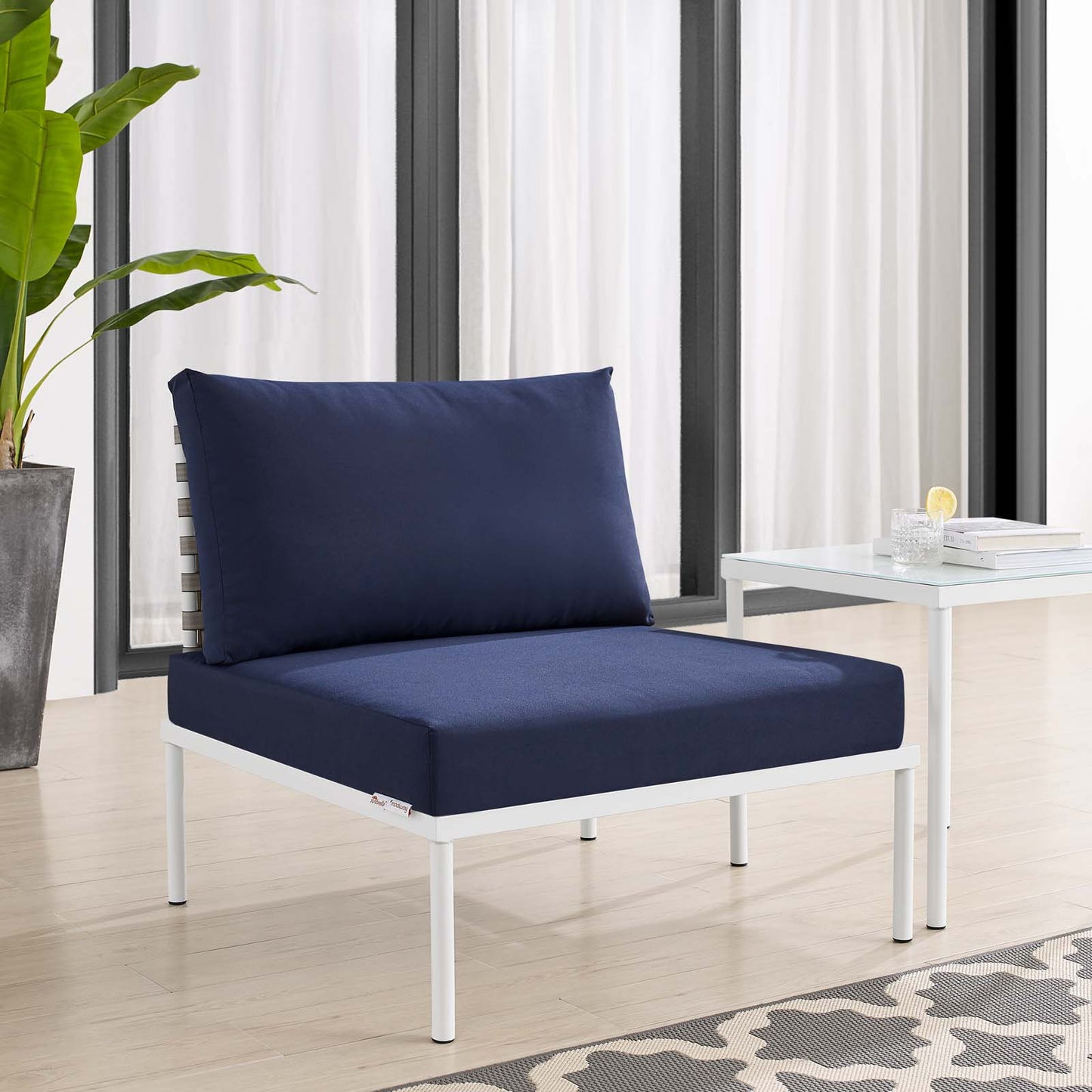 Harmony Sunbrella® Basket Weave Outdoor Patio Aluminum Armless Chair By Modway - EEI-4958 | Outdoor Chairs | Modishstore - 16