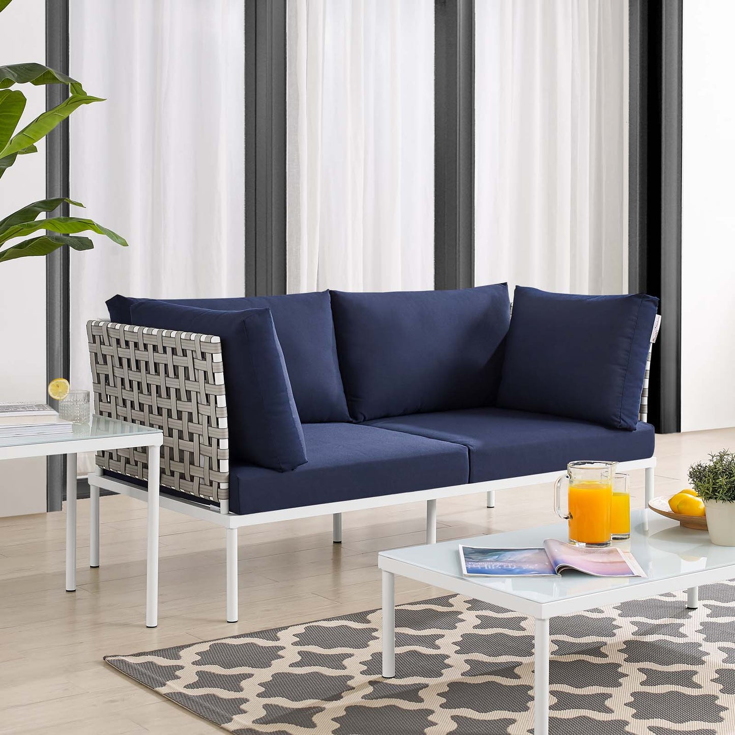 Harmony Sunbrella® Basket Weave Outdoor Patio Aluminum Loveseat By Modway - EEI-4962 | Outdoor Sofas, Loveseats & Sectionals | Modishstore - 16