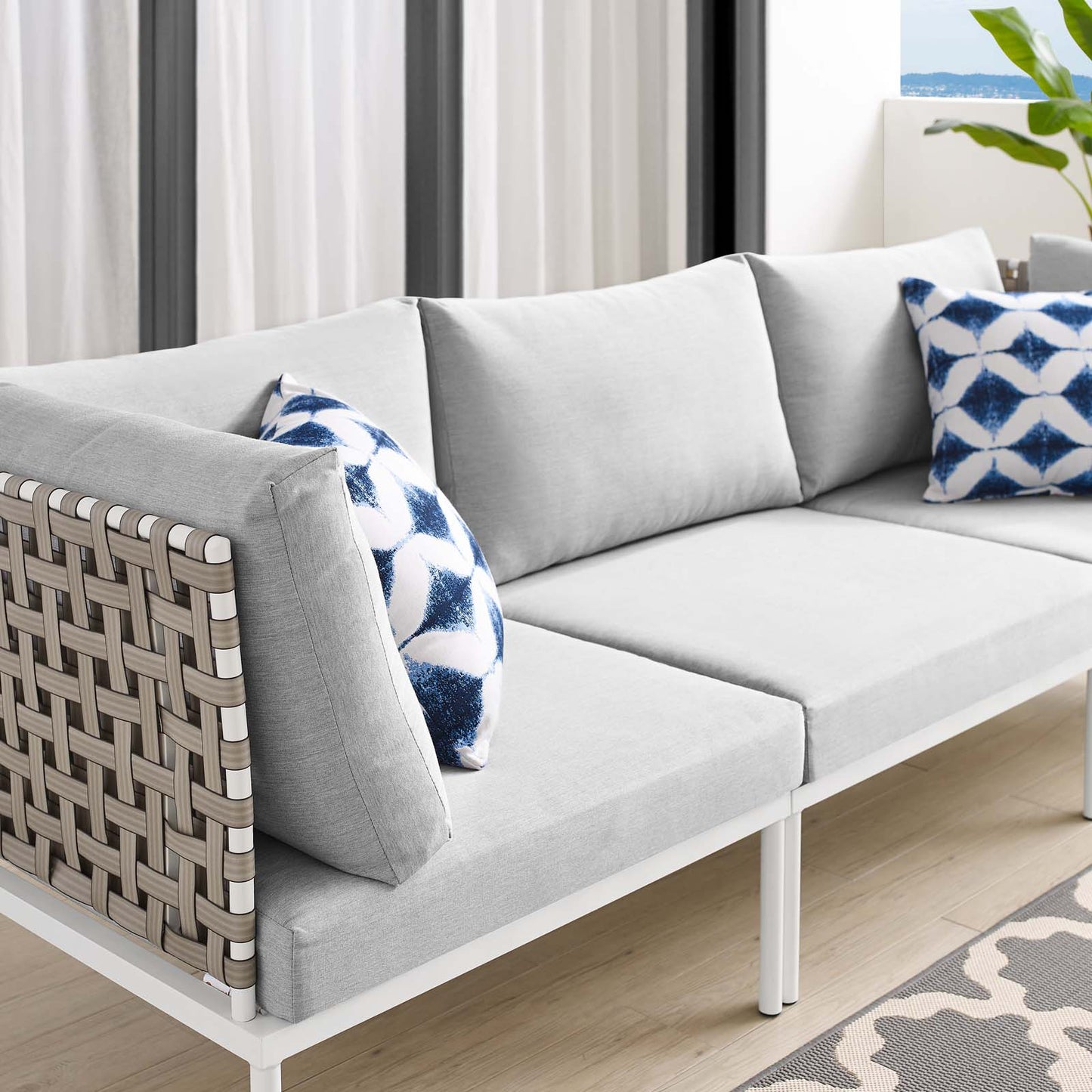 Harmony Sunbrella® Basket Weave Outdoor Patio Aluminum Sofa By Modway - EEI-4966 | Outdoor Sofas, Loveseats & Sectionals | Modishstore - 12