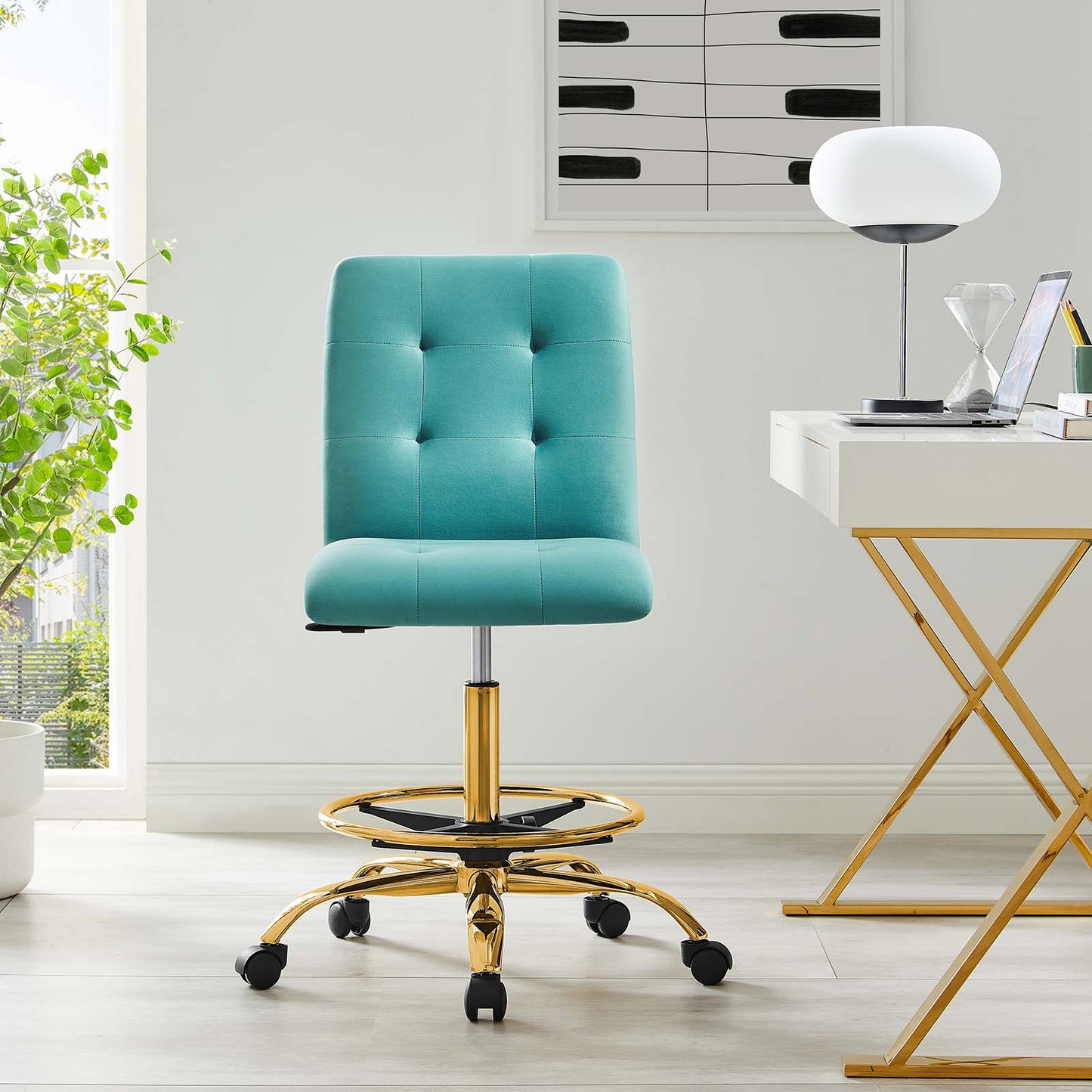 Prim Armless Performance Velvet Drafting Chair By Modway - EEI-4977 | Office Chairs | Modishstore - 48