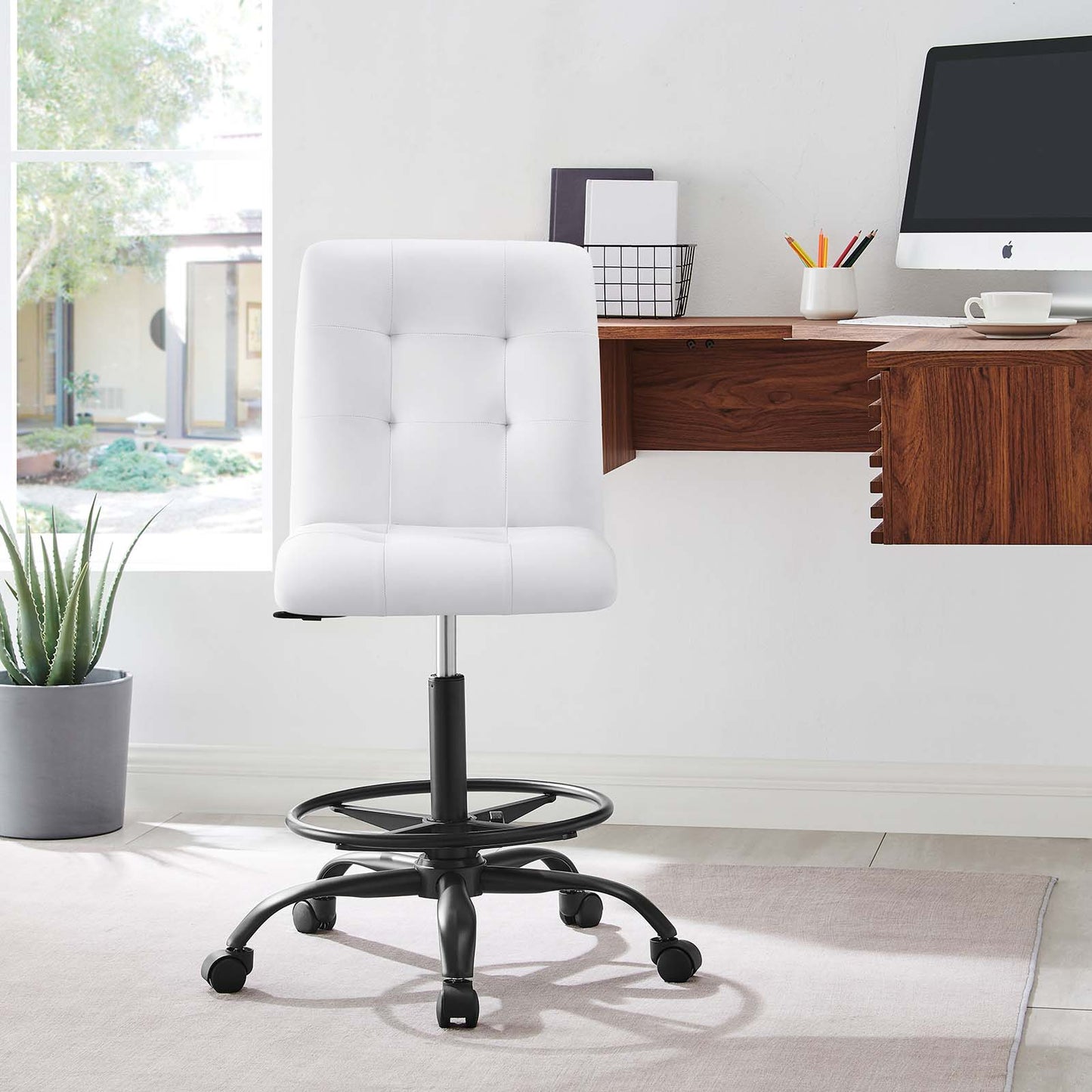 Prim Armless Vegan Leather Drafting Chair By Modway - EEI-4979 | Office Chairs | Modishstore - 24