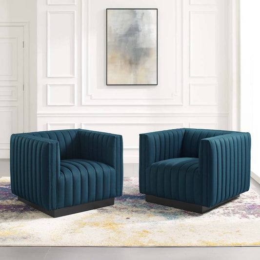 Modway Conjure Tufted Armchair Upholstered Fabric Set of 2 | Armchairs | Modishstore