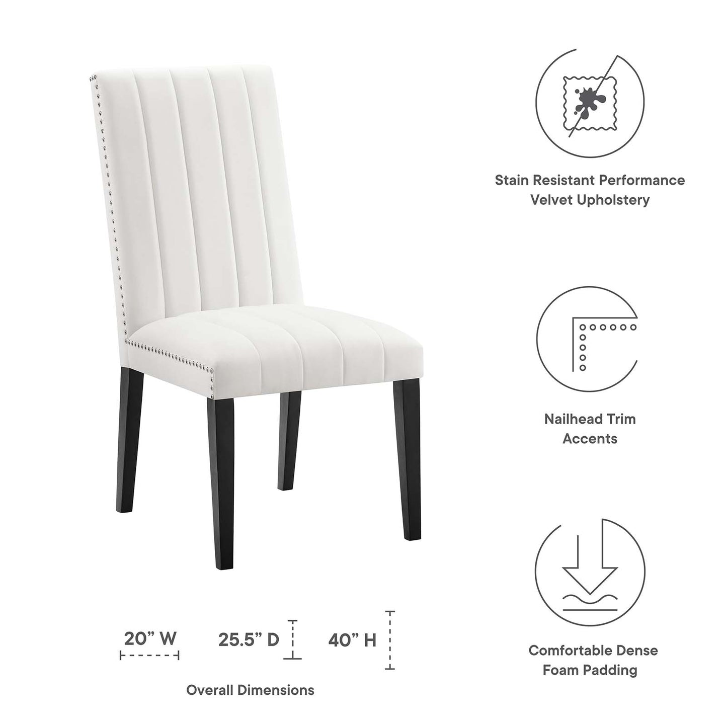 Catalyst Performance Velvet Dining Side Chairs - Set of 2 By Modway - EEI-5081 | Dining Chairs | Modishstore - 48