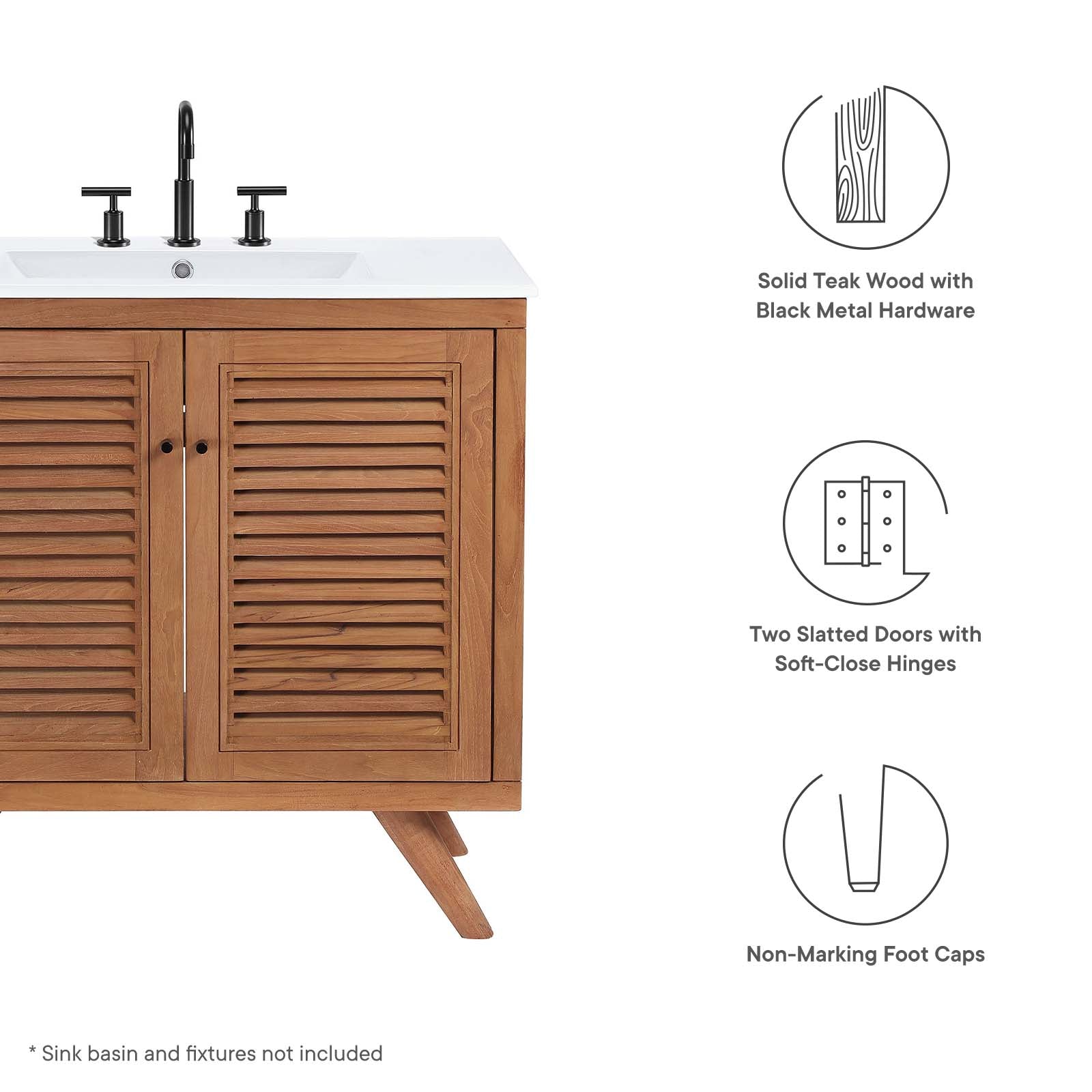 Birdie 36" Teak Wood Bathroom Vanity Cabinet (Sink Basin Not Included) By Modway - EEI-5087 | Bathroom Accessories | Modishstore - 8