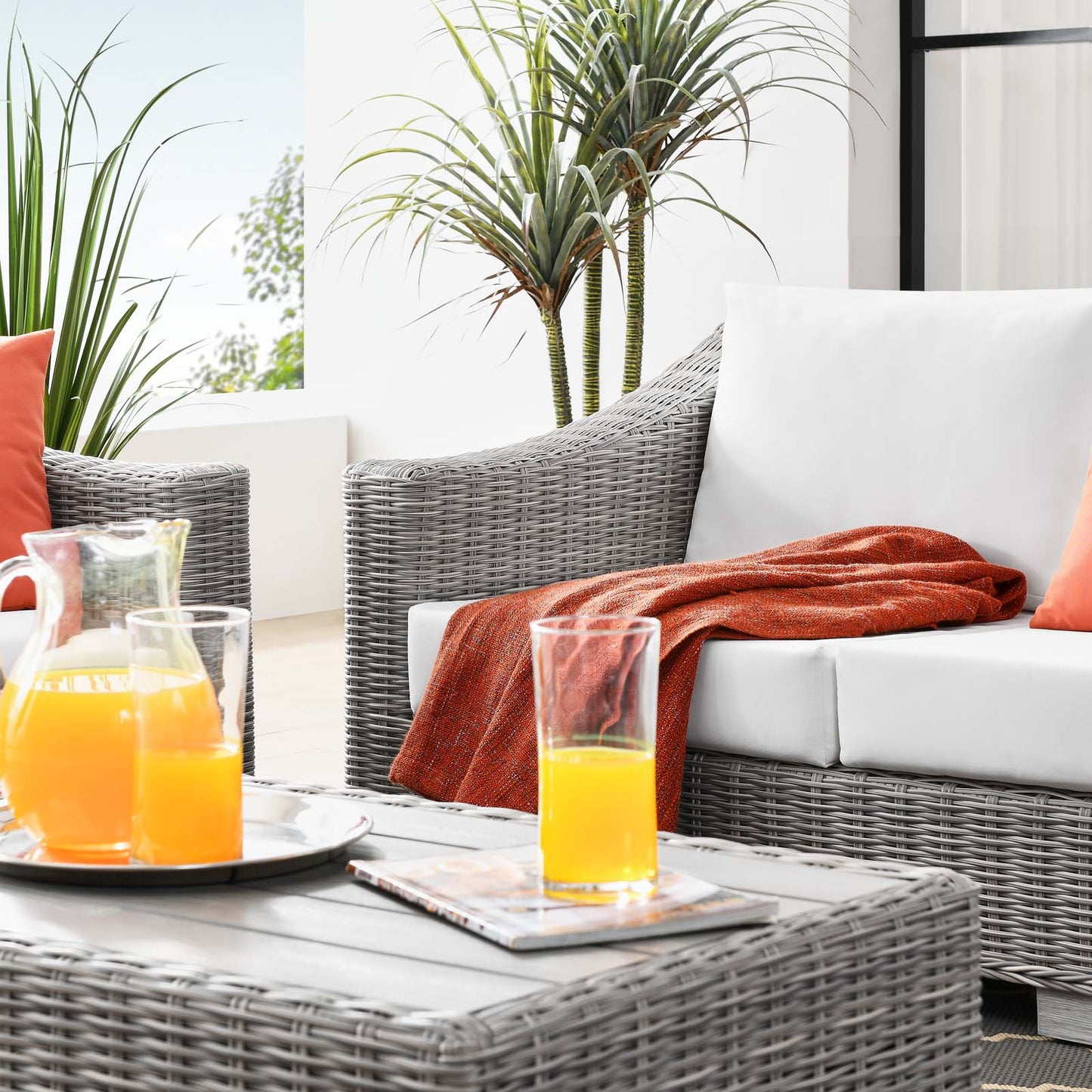 Modway Conway 4-Piece Outdoor Patio Wicker Rattan Furniture Set - EEI-5091 | Outdoor Sofas, Loveseats & Sectionals | Modishstore - 24