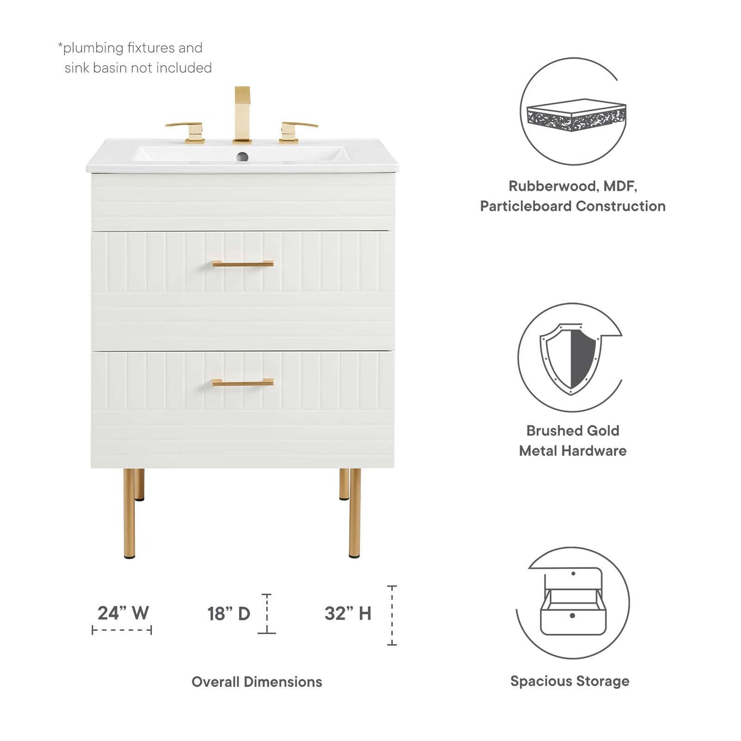 Daybreak 24" Bathroom Vanity Cabinet (Sink Basin Not Included) By Modway - EEI-5106 | Bathroom Accessories | Modishstore - 32