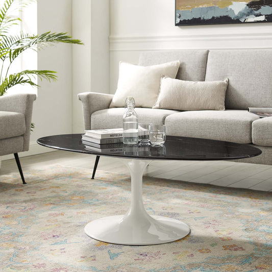 Modway Lippa 48" Oval Artificial Marble Coffee Table | Coffee Tables | Modishstore