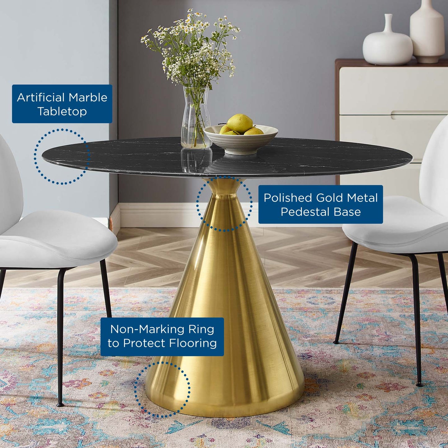 Tupelo 48" Oval Artificial Marble Dining Table By Modway - EEI-5331 | Dining Tables | Modishstore - 5