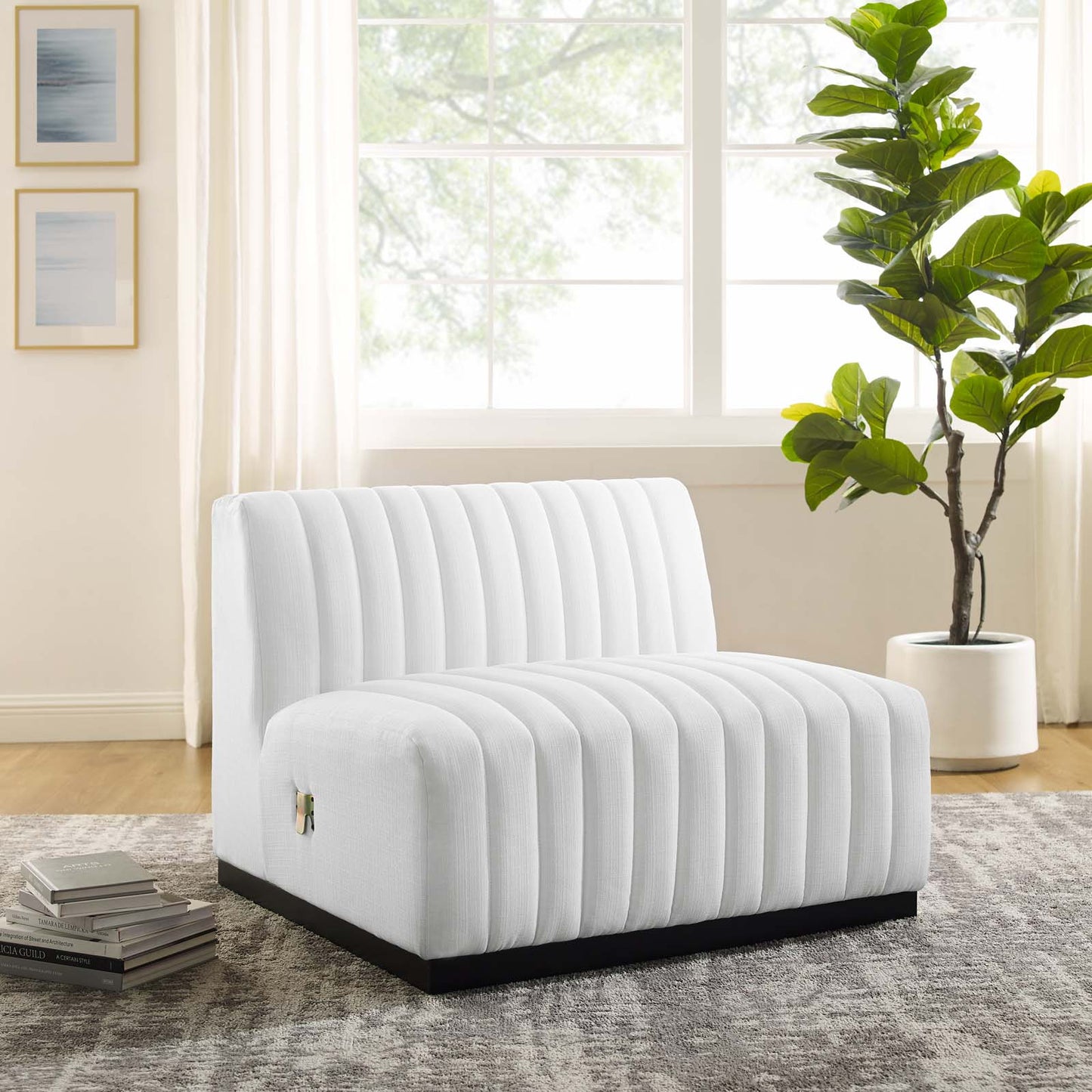 Conjure Channel Tufted Upholstered Fabric Armless Chair By Modway - EEI-5495 | Sofas | Modishstore - 21