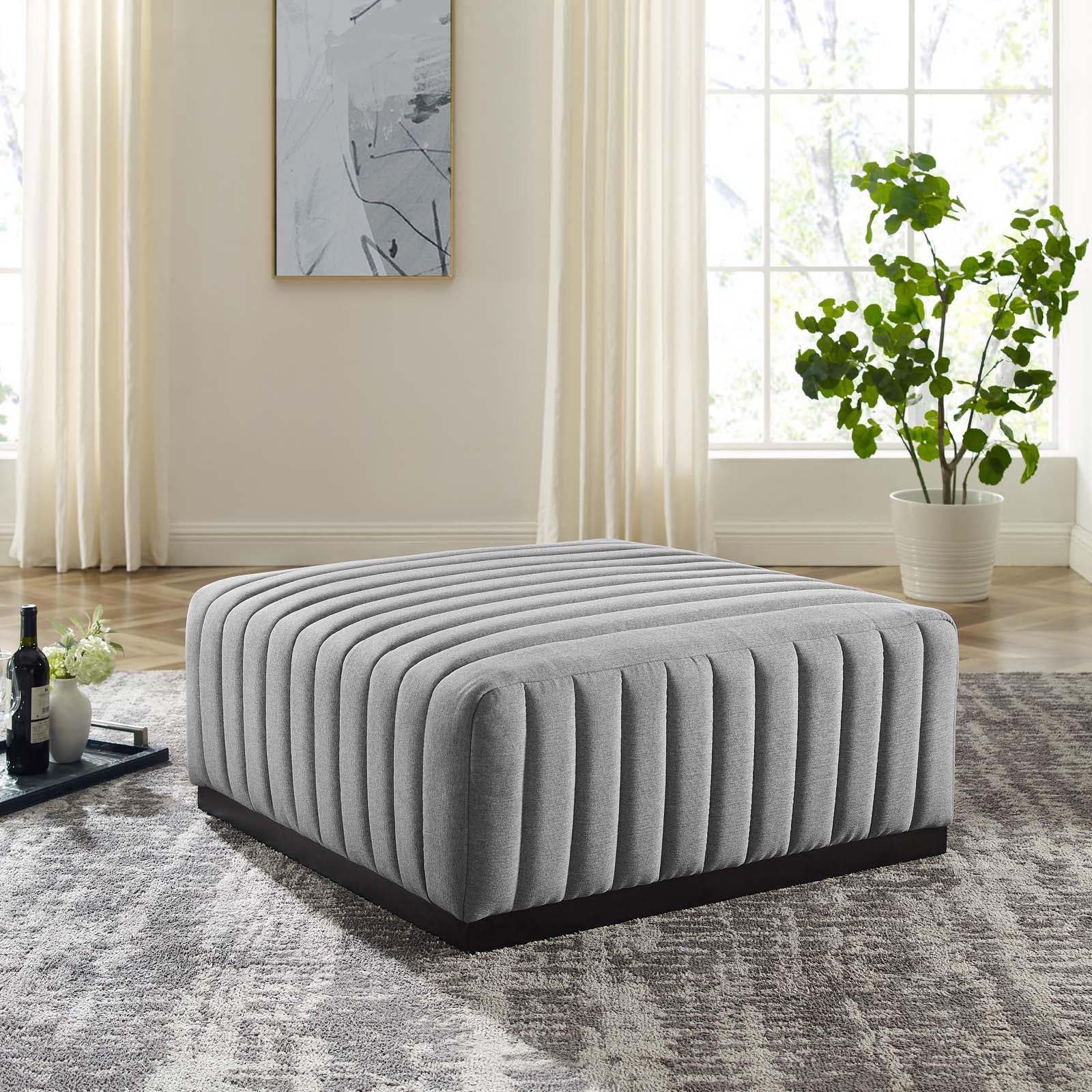 Conjure Channel Tufted Upholstered Fabric Ottoman By Modway - EEI-5501 | Ottomans | Modishstore - 6