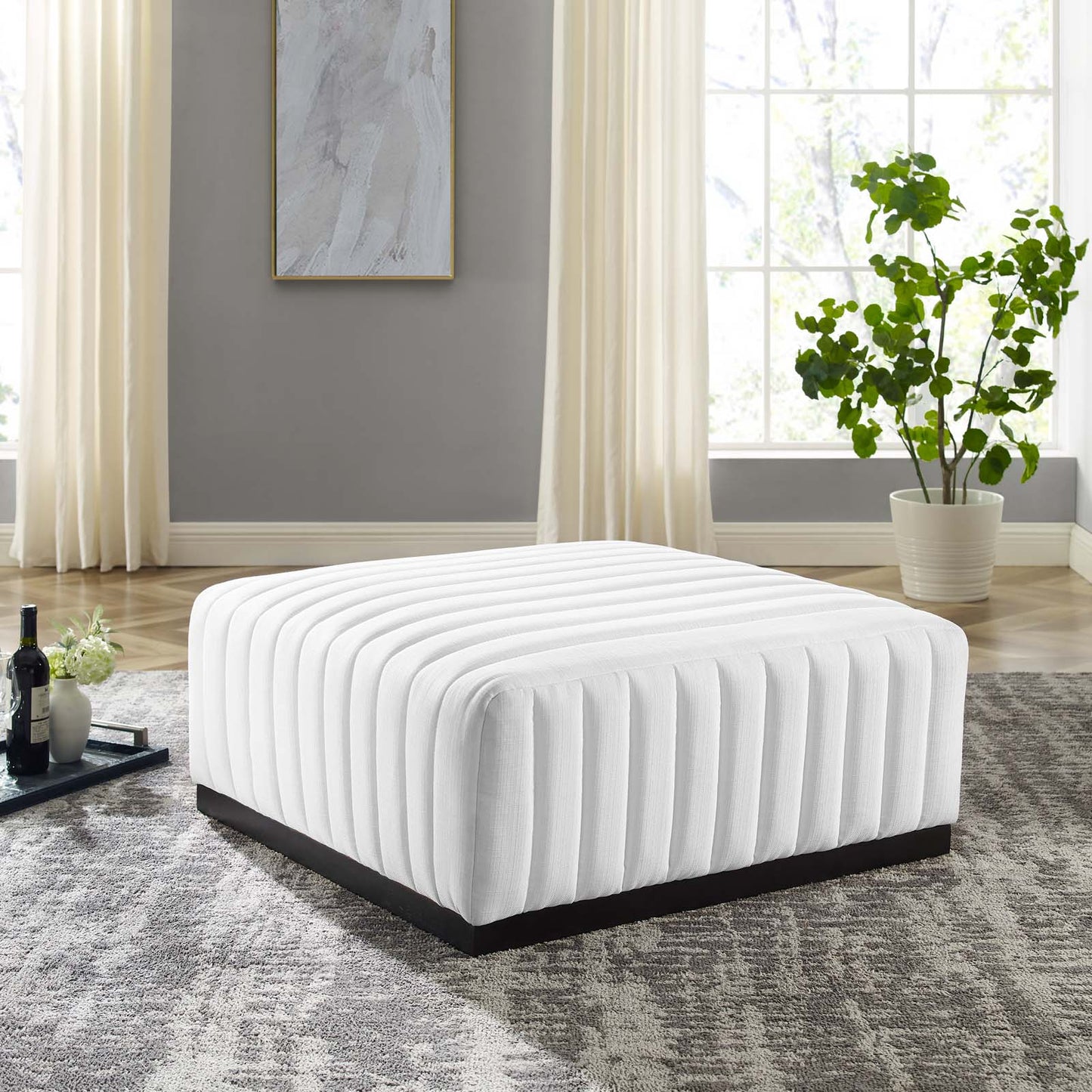 Conjure Channel Tufted Upholstered Fabric Ottoman By Modway - EEI-5501 | Ottomans | Modishstore - 15