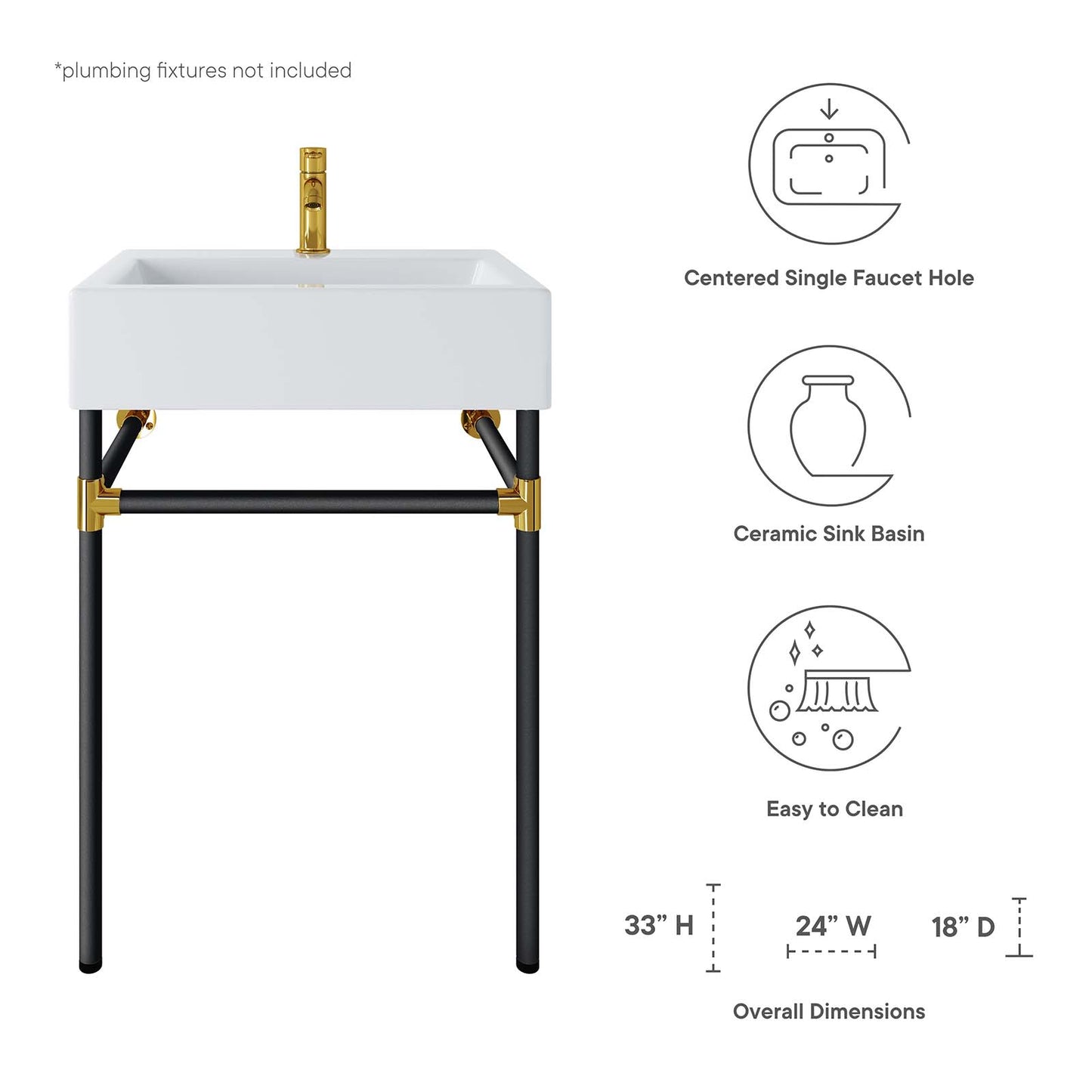 Redeem 24" Wall-Mount Black Stainless Steel Bathroom Vanity By Modway - EEI-5537 | Bathroom Accessories | Modishstore - 8