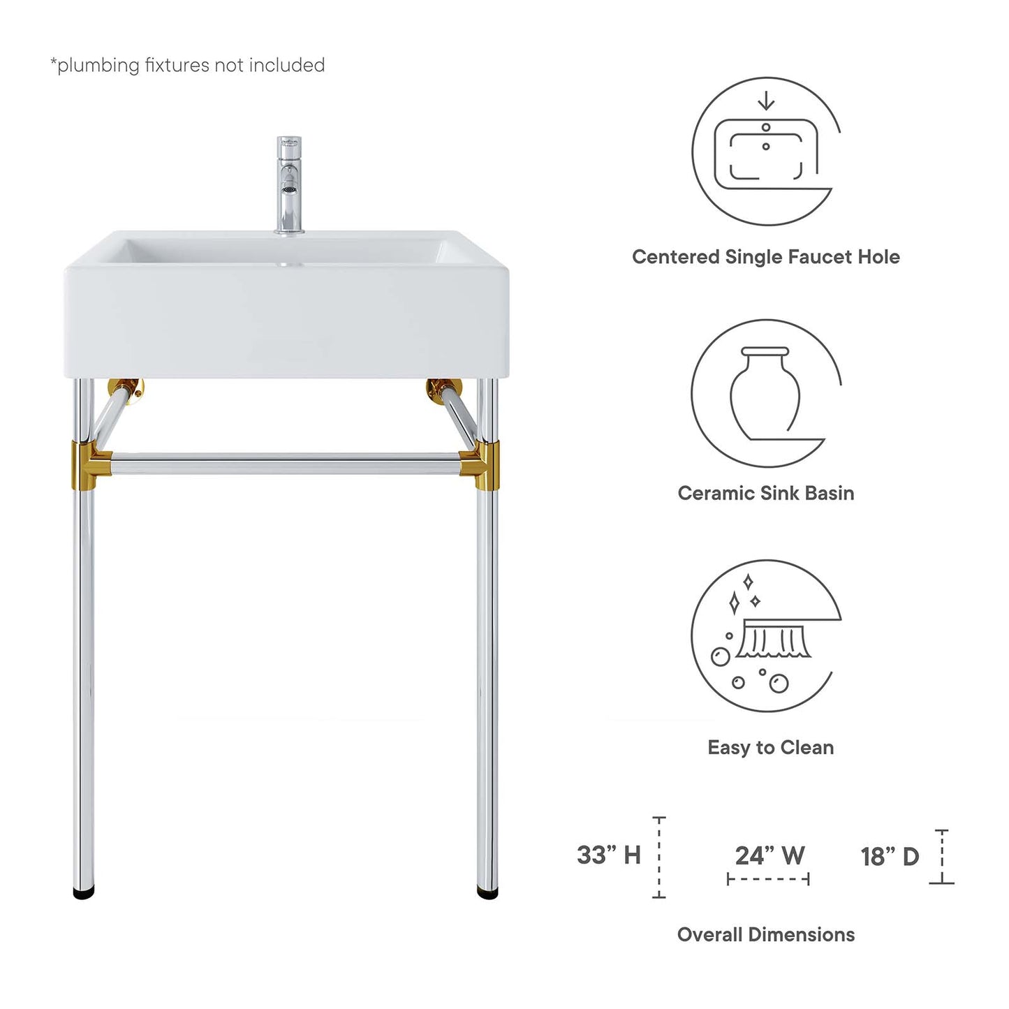 Redeem 24" Silver Stainless Steel Wall-Mount Bathroom Vanity By Modway - EEI-5538 | Bathroom Accessories | Modishstore - 8