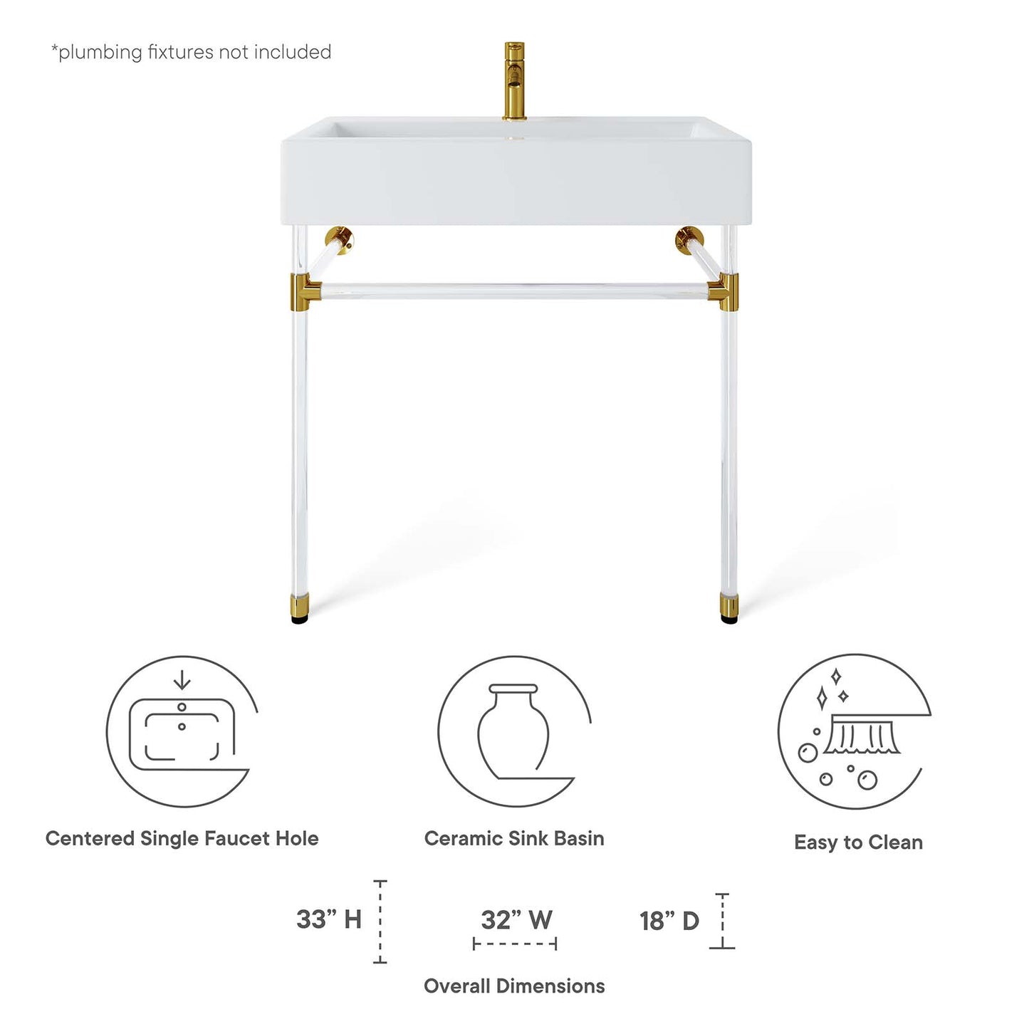 Redeem 32" Acrylic Wall-Mount Bathroom Vanity By Modway - EEI-5539 | Bathroom Accessories | Modishstore - 8