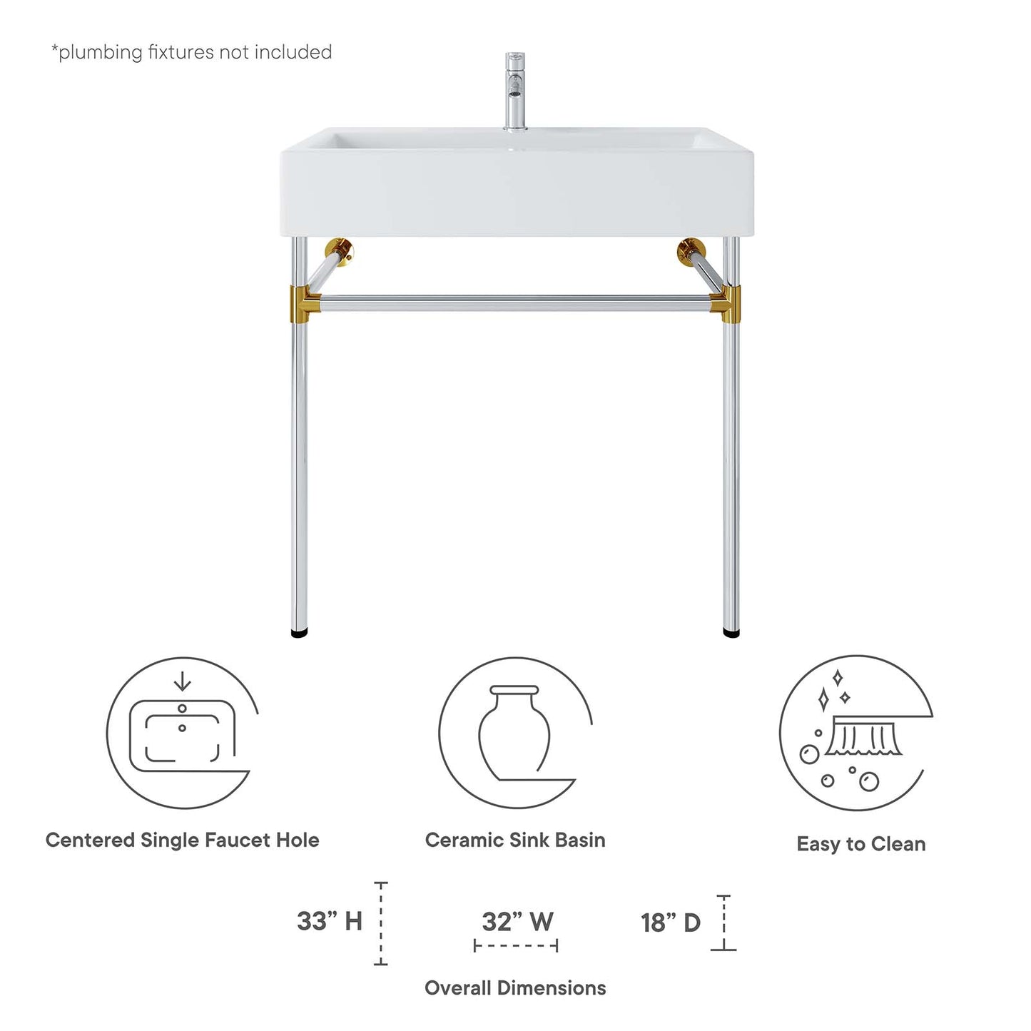Redeem 32" Silver Stainless Steel Wall-Mount Bathroom Vanity By Modway - EEI-5542 | Bathroom Accessories | Modishstore - 8