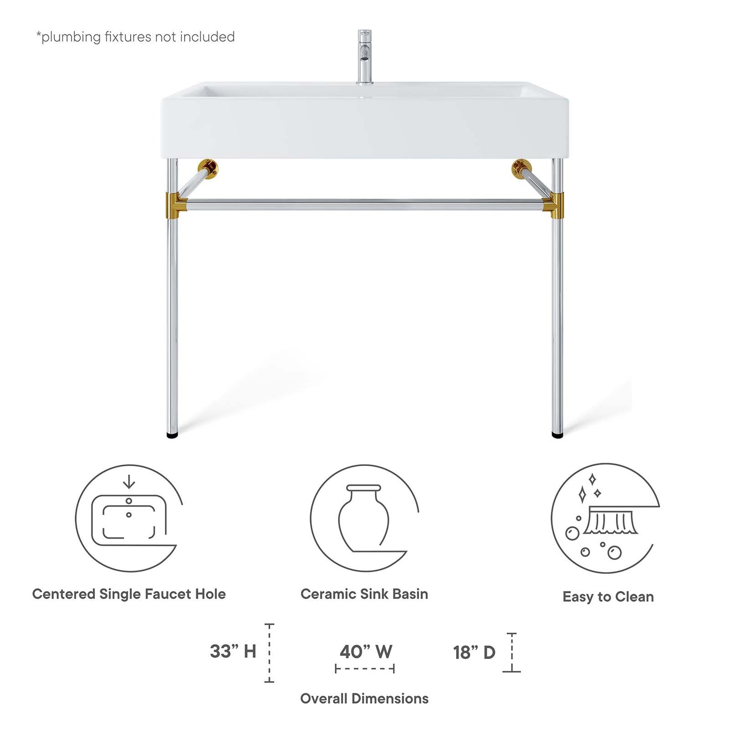 Redeem 40" Silver Stainless Steel Wall-Mount Bathroom Vanity By Modway - EEI-5546 | Bathroom Accessories | Modishstore - 8