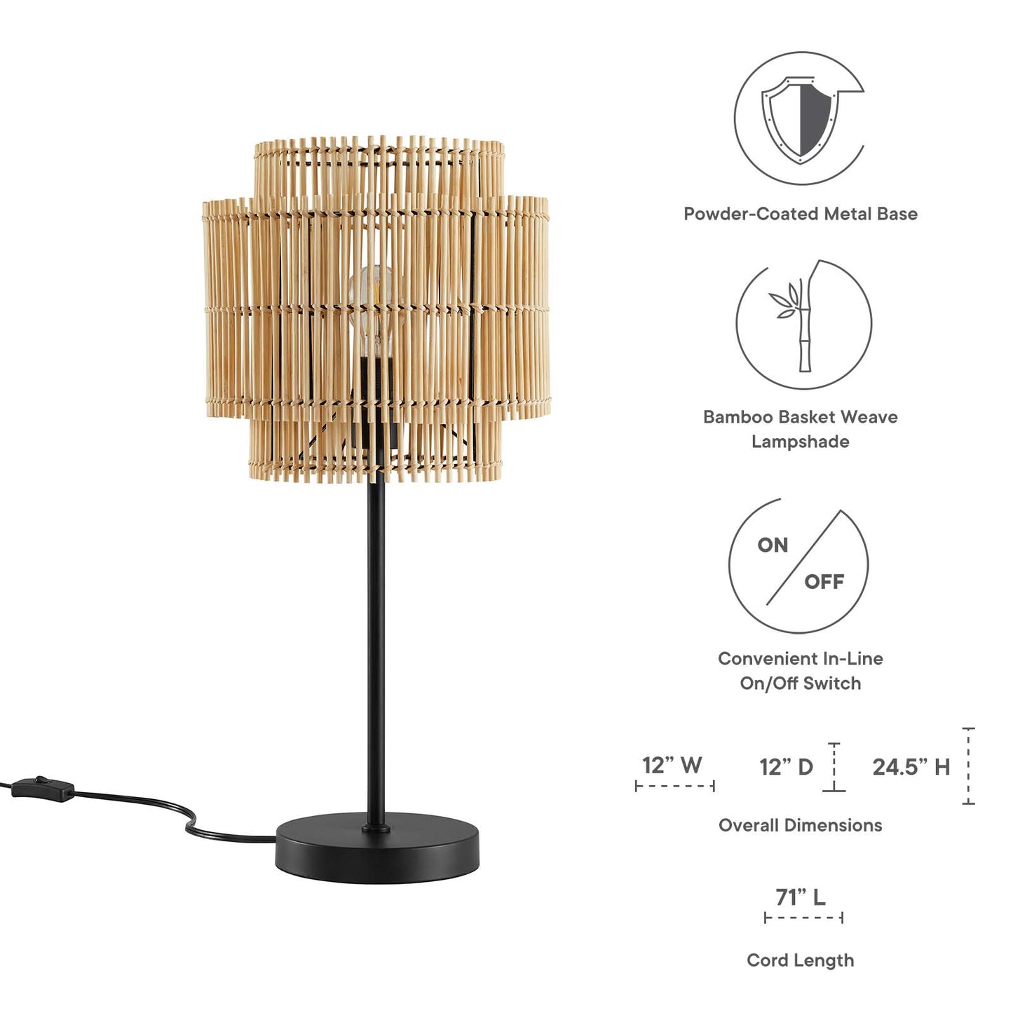 Nourish Bamboo Table Lamp By Modway - EEI-5609 | Table Lamps | Modishstore - 3