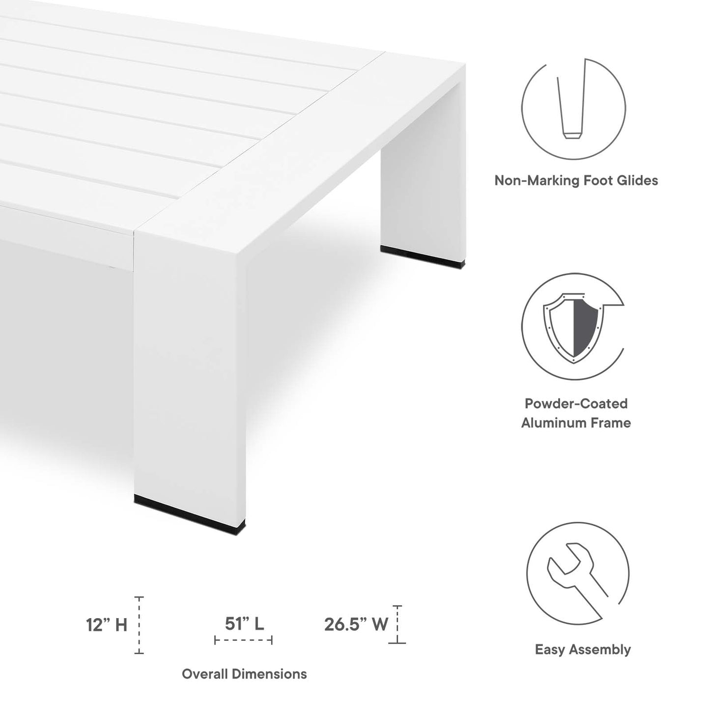 Tahoe Outdoor Patio Powder-Coated Aluminum Coffee Table By Modway - EEI-5677 | Outdoor Tables | Modishstore - 14
