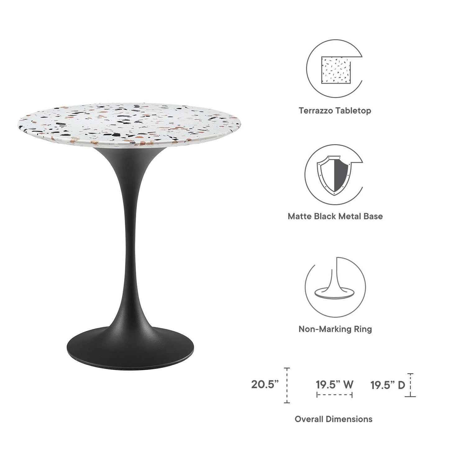 Lippa 20" Round Terrazzo Side Table By Modway - EEI-5692 | Side Tables | Modishstore - 5