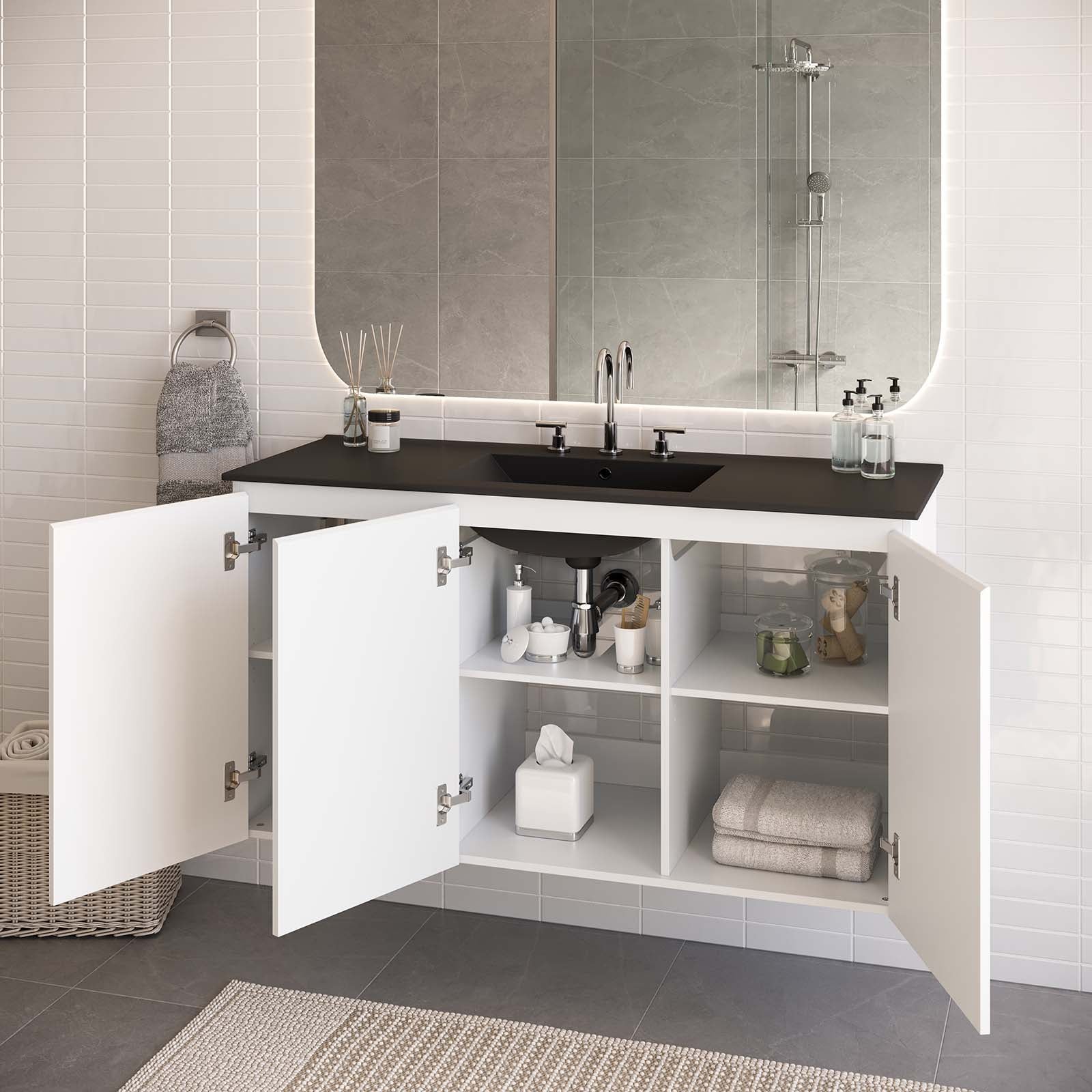 Bryn 48" Wall-Mount Bathroom Vanity By Modway - EEI-5780-GRY-BLK | Bathroom Accessories |  Modishstore - 24