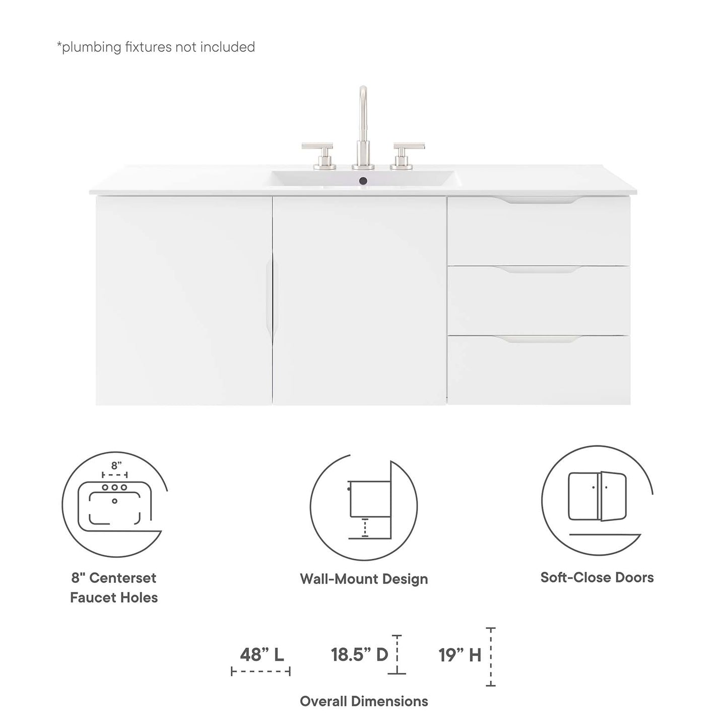 Vitality 48" Single Sink Bathroom Vanity By Modway - EEI-5784 | Bathroom Accessories | Modishstore - 32