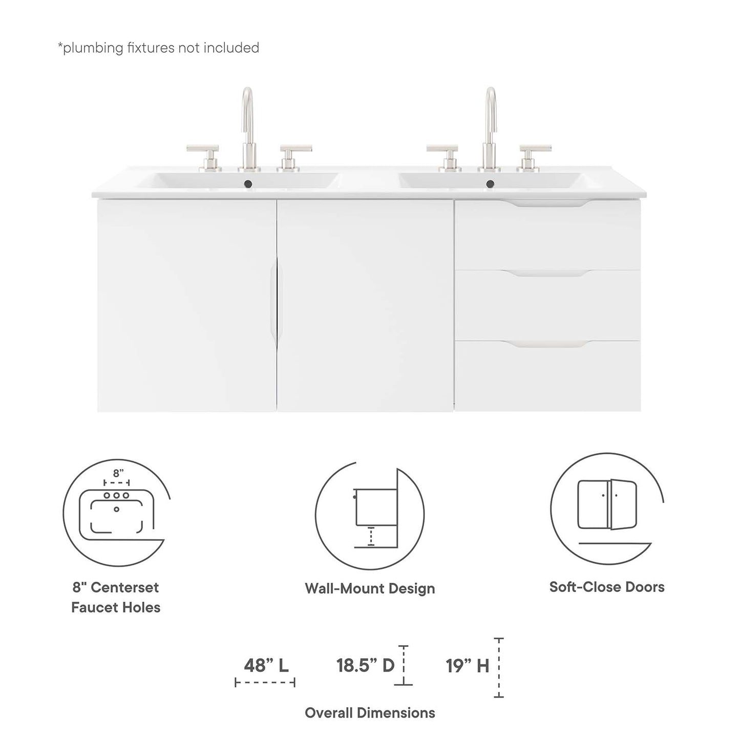 Vitality 48" Double Sink Bathroom Vanity By Modway - EEI-5785 | Bathroom Accessories | Modishstore - 32