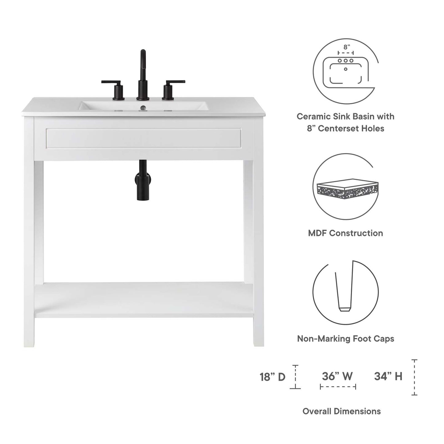 Altura 36" Bathroom Vanity By Modway - EEI-5799 | Bathroom Accessories | Modishstore - 32
