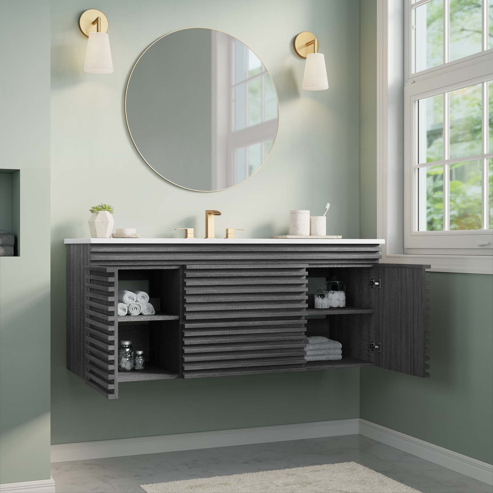 Render 48" Wall-Mount Bathroom Vanity By Modway - EEI-5801 | Bathroom Accessories | Modishstore - 12