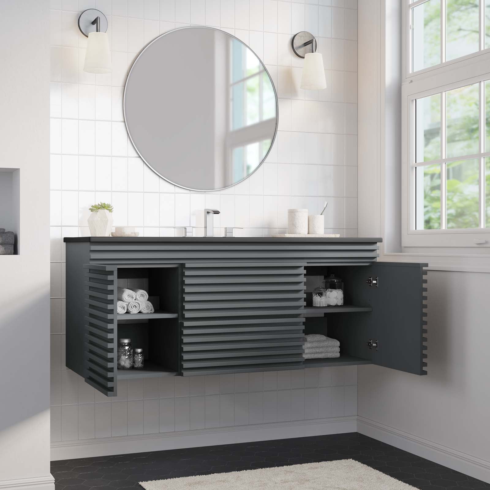Render 48" Wall-Mount Bathroom Vanity By Modway - EEI-5801 | Bathroom Accessories | Modishstore - 22