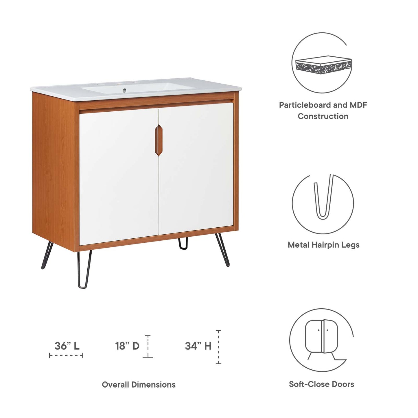 Energize 36" Bathroom Vanity By Modway - EEI-5805 | Bathroom Accessories | Modishstore - 16