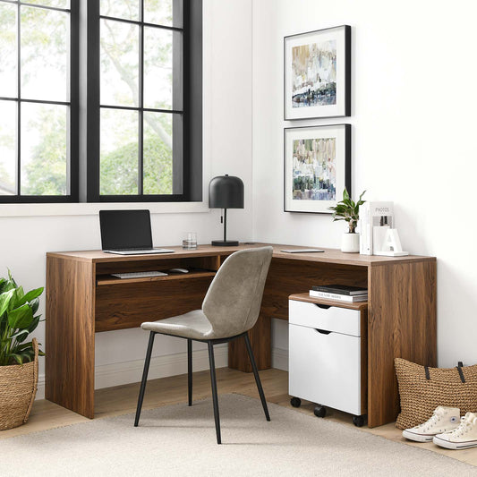Envision Wood Desk And File Cabinet Set By Modway - EEI-5823-WAL-WHI | Desks |  Modishstore