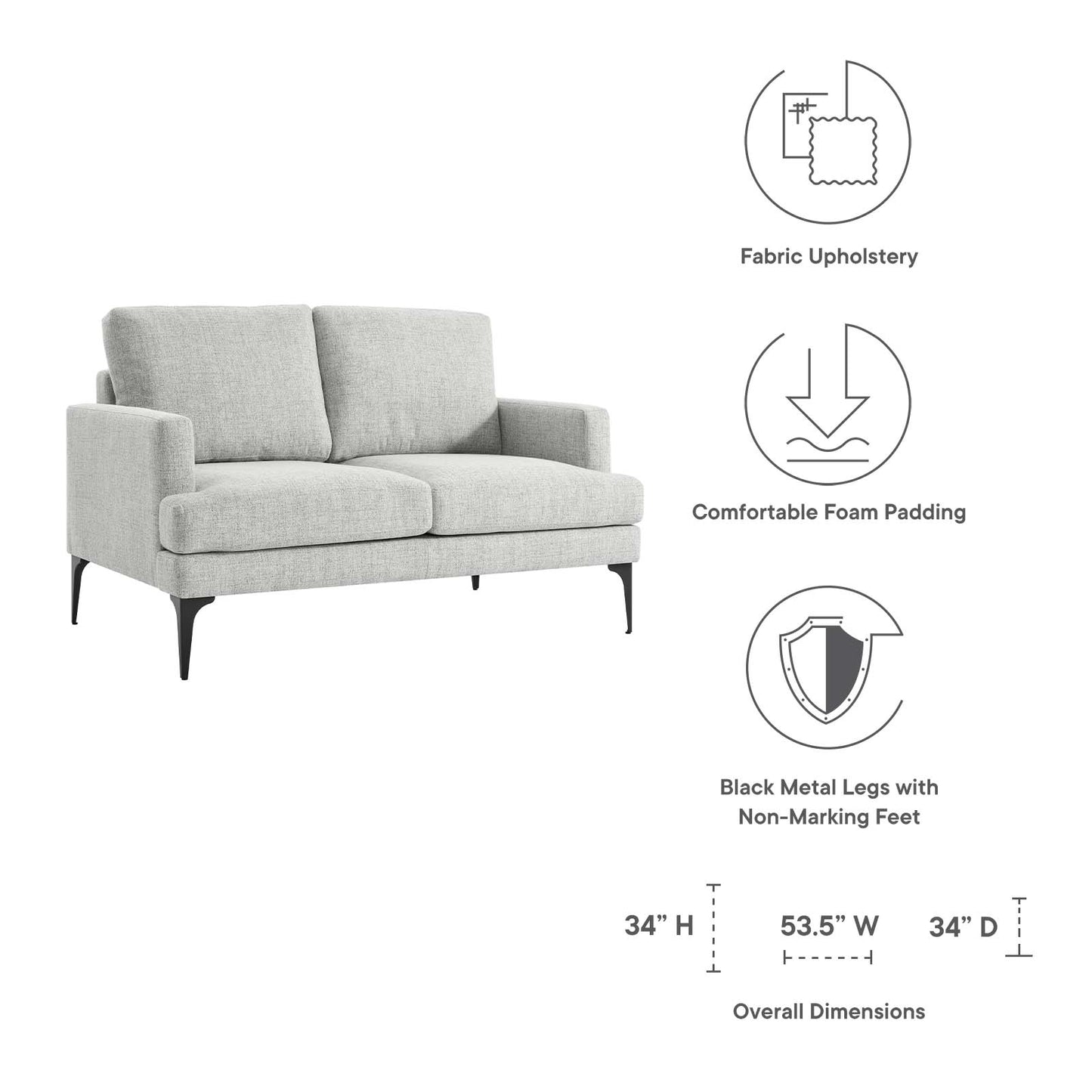Evermore Upholstered Fabric Loveseat By Modway - EEI-6006 | Loveseats | Modishstore - 30