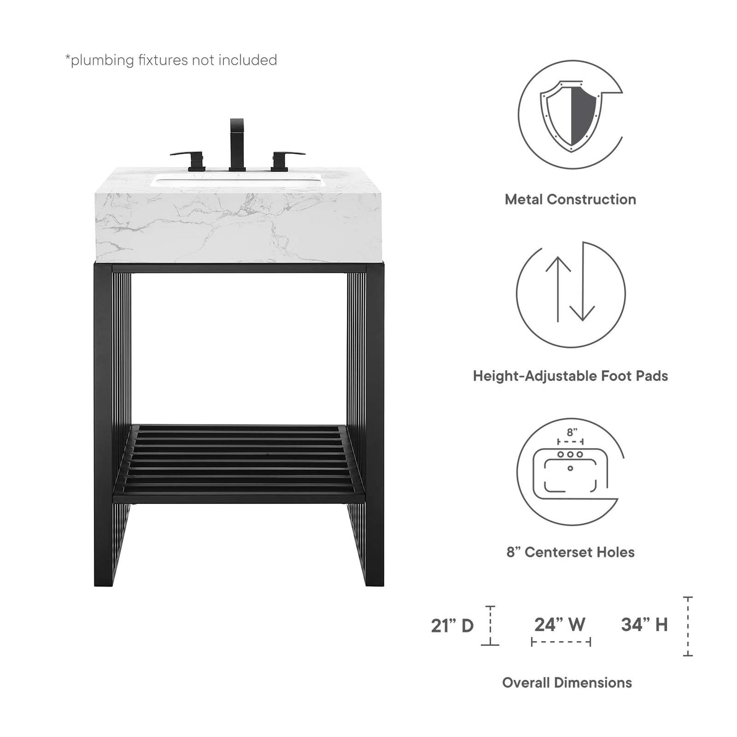 Gridiron 24" Bathroom Vanity By Modway - EEI-6104 | Bathroom Accessories | Modishstore - 8