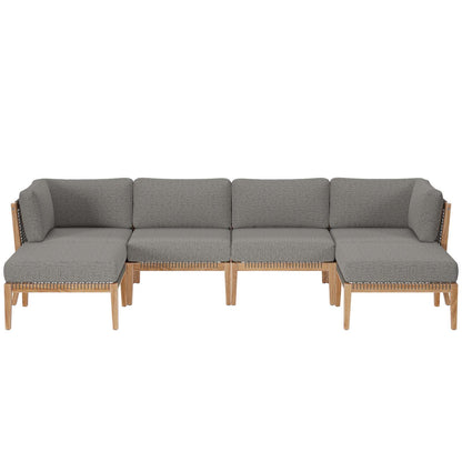 Clearwater Outdoor Patio Teak Wood 6-Piece Sectional Sofa By Modway - EEI-6122 | Outdoor Sofas, Loveseats & Sectionals | Modishstore - 2