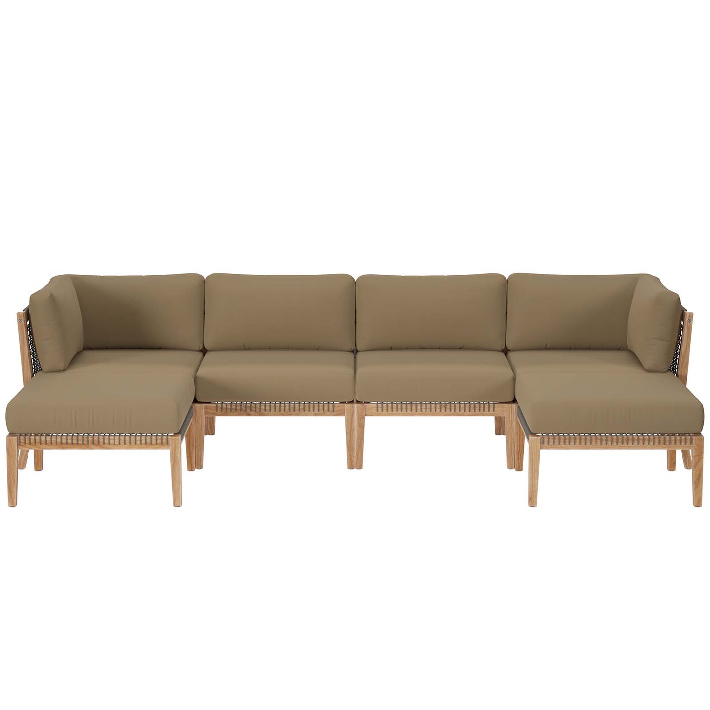 Clearwater Outdoor Patio Teak Wood 6-Piece Sectional Sofa By Modway - EEI-6122 | Outdoor Sofas, Loveseats & Sectionals | Modishstore - 14