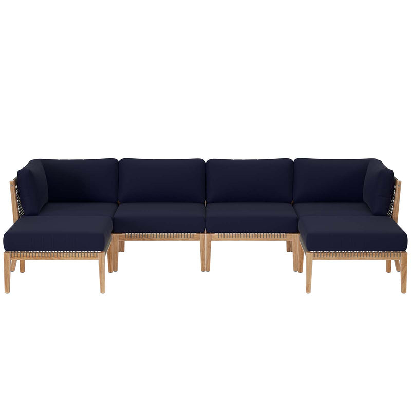 Clearwater Outdoor Patio Teak Wood 6-Piece Sectional Sofa By Modway - EEI-6122 | Outdoor Sofas, Loveseats & Sectionals | Modishstore - 27