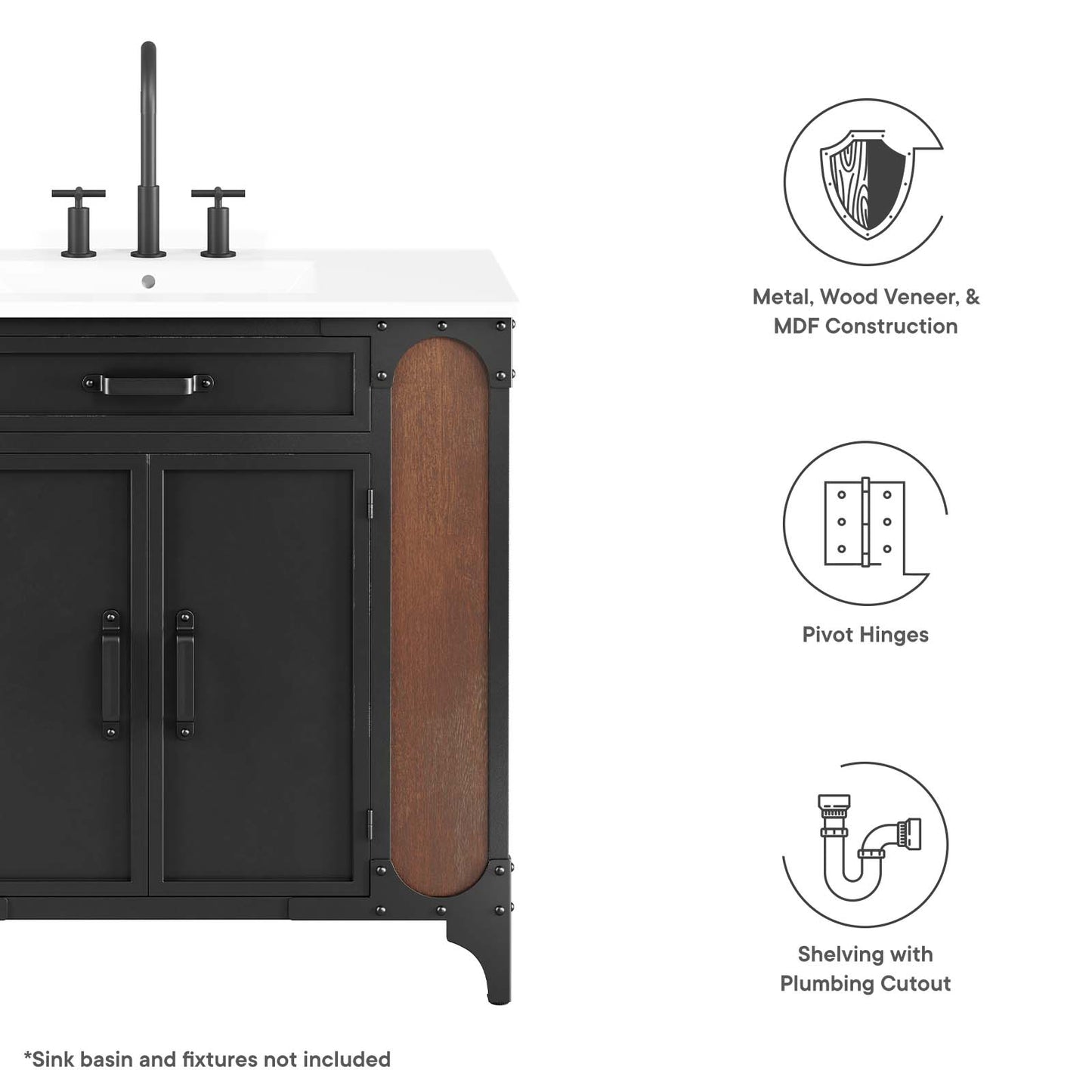 Steamforge 36" Bathroom Vanity Cabinet (Sink Basin Not Included) By Modway - EEI-6129 | Bathroom Accessories | Modishstore - 8