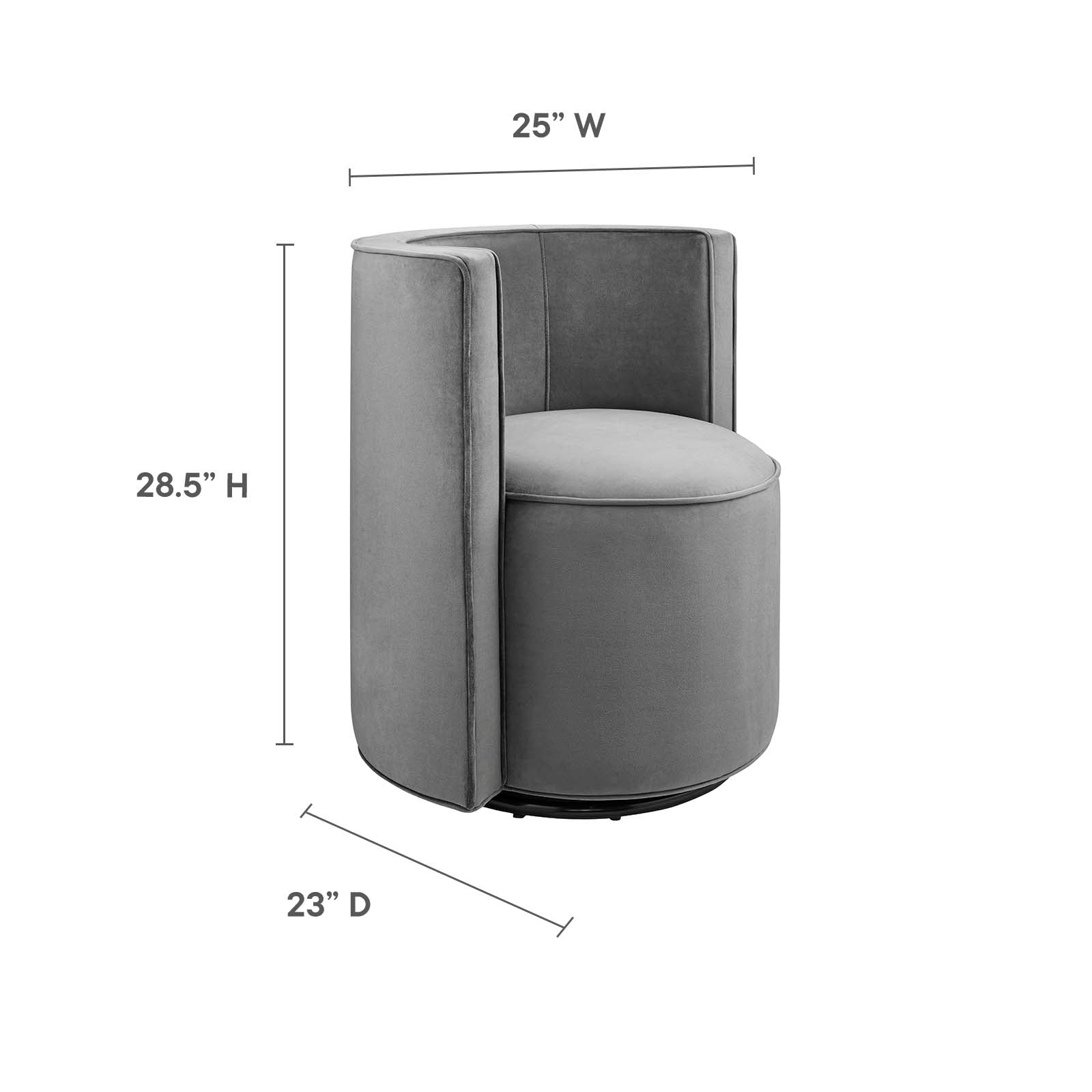 Della Performance Velvet Fabric Swivel Chair By Modway - EEI-6222 | Armchairs | Modishstore - 7