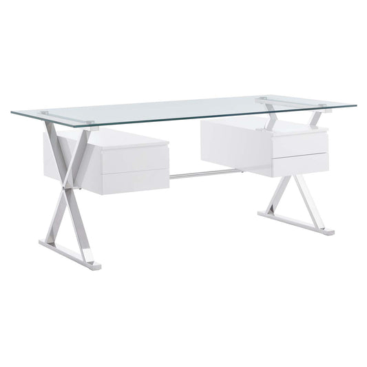Sector 71" Glass Top Glass Office Desk By Modway - EEI-6226 | Desks | Modishstore