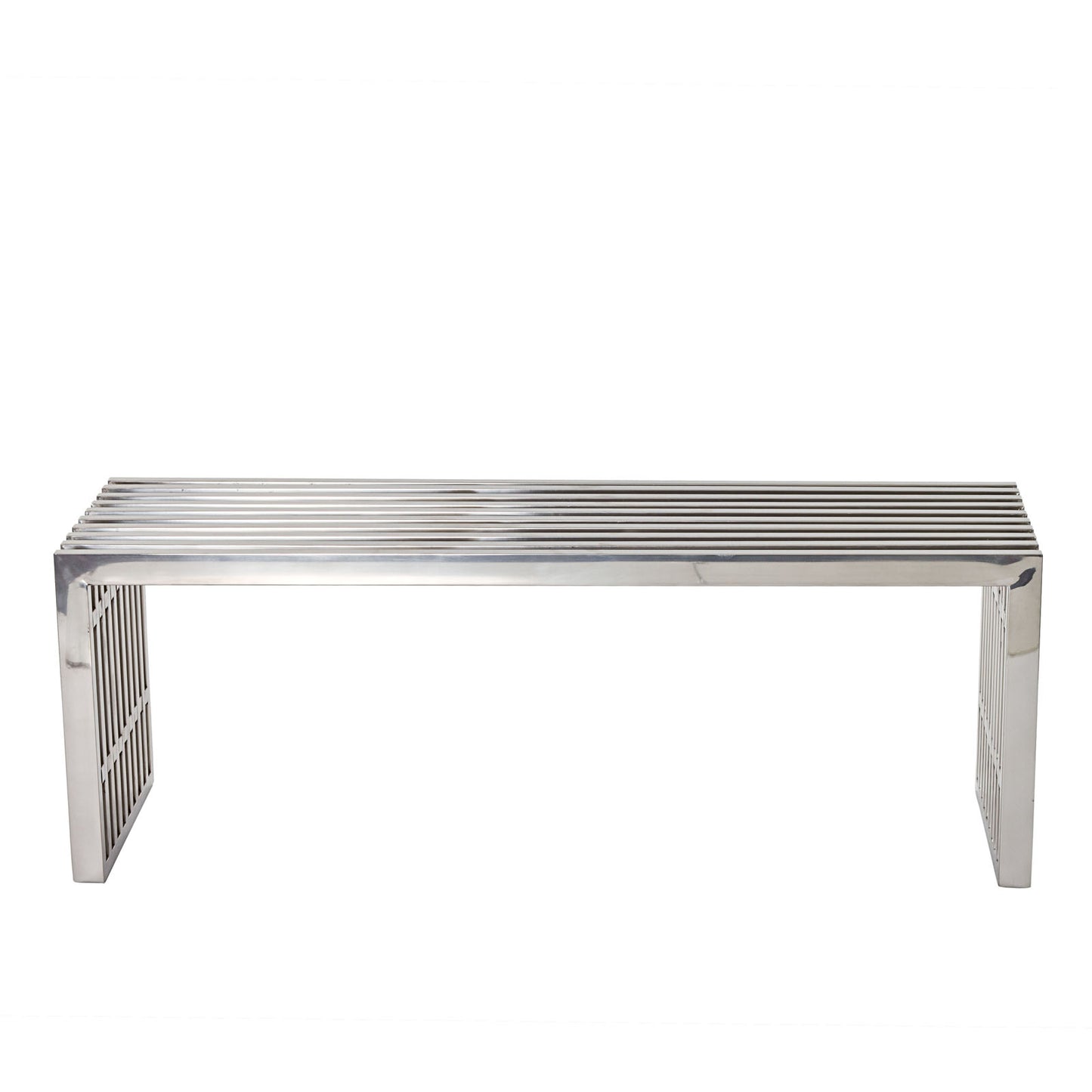 Modway Gridiron Medium Stainless Steel Bench - Silver - EEI-625 | Benches | Modishstore - 5