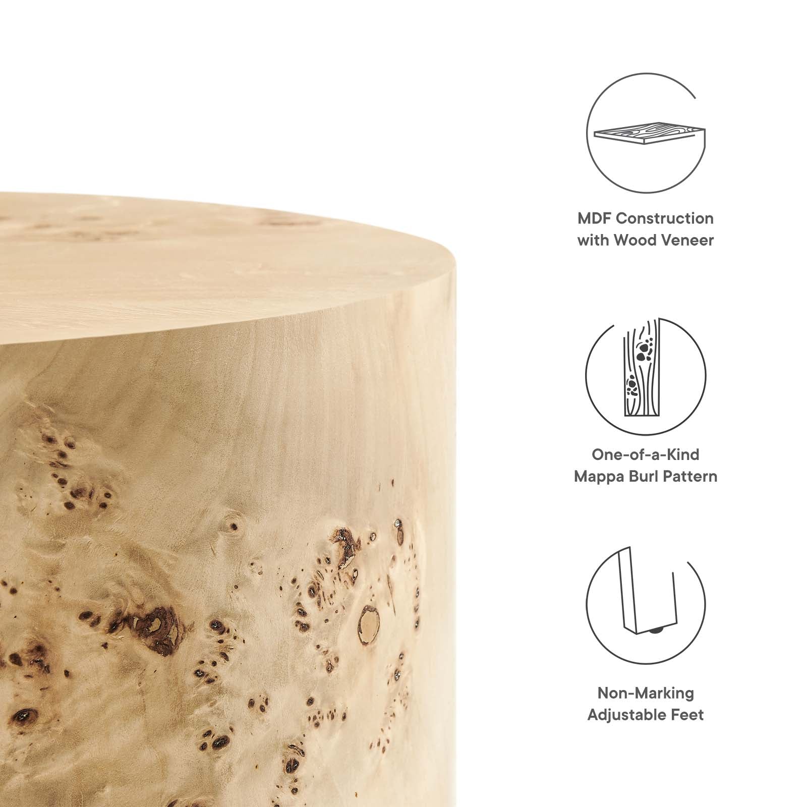 Cosmos 16" Round Burl Wood Side Table By Modway - EEI-6271 | Side Tables | Modishstore - 14